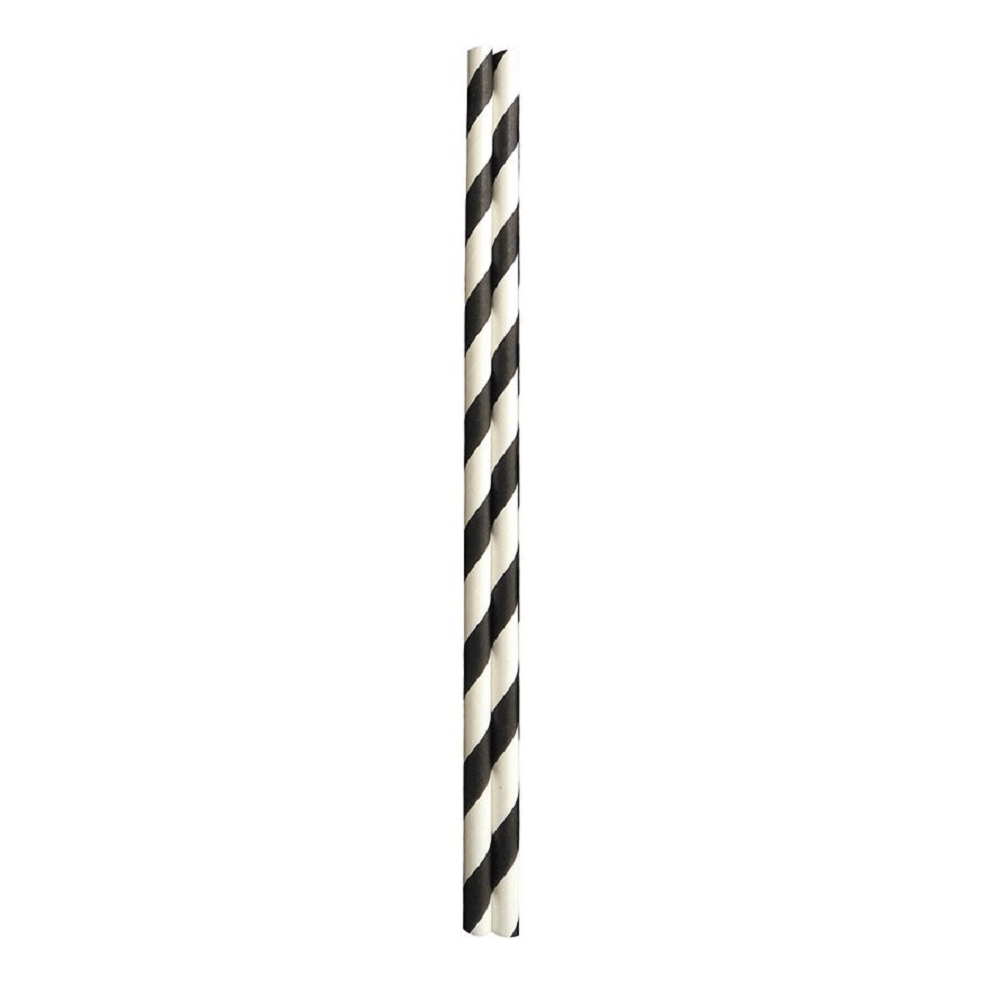 D.Line Appetito 50-Pack Paper Straws - Black Stripes