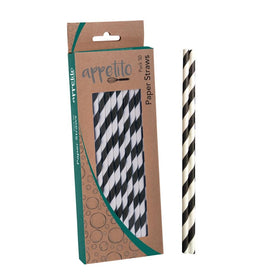 D.Line Appetito 50-Pack Paper Straws - Black Stripes
