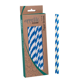 D.Line Appetito 50-Pack Paper Straws - Blue Stripes
