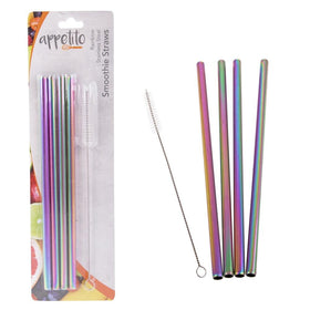 D.Line Appetito Rainbow Stainless Steel Straight Smoothie Straws