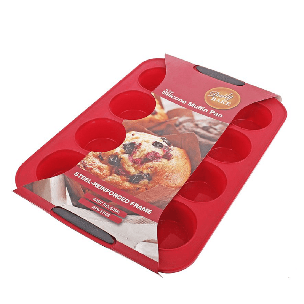 D.Line Daily Bake 12-Cup Silicone Muffin Pan - Red