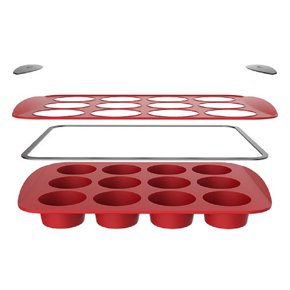 D.Line Daily Bake 12-Cup Silicone Muffin Pan - Red