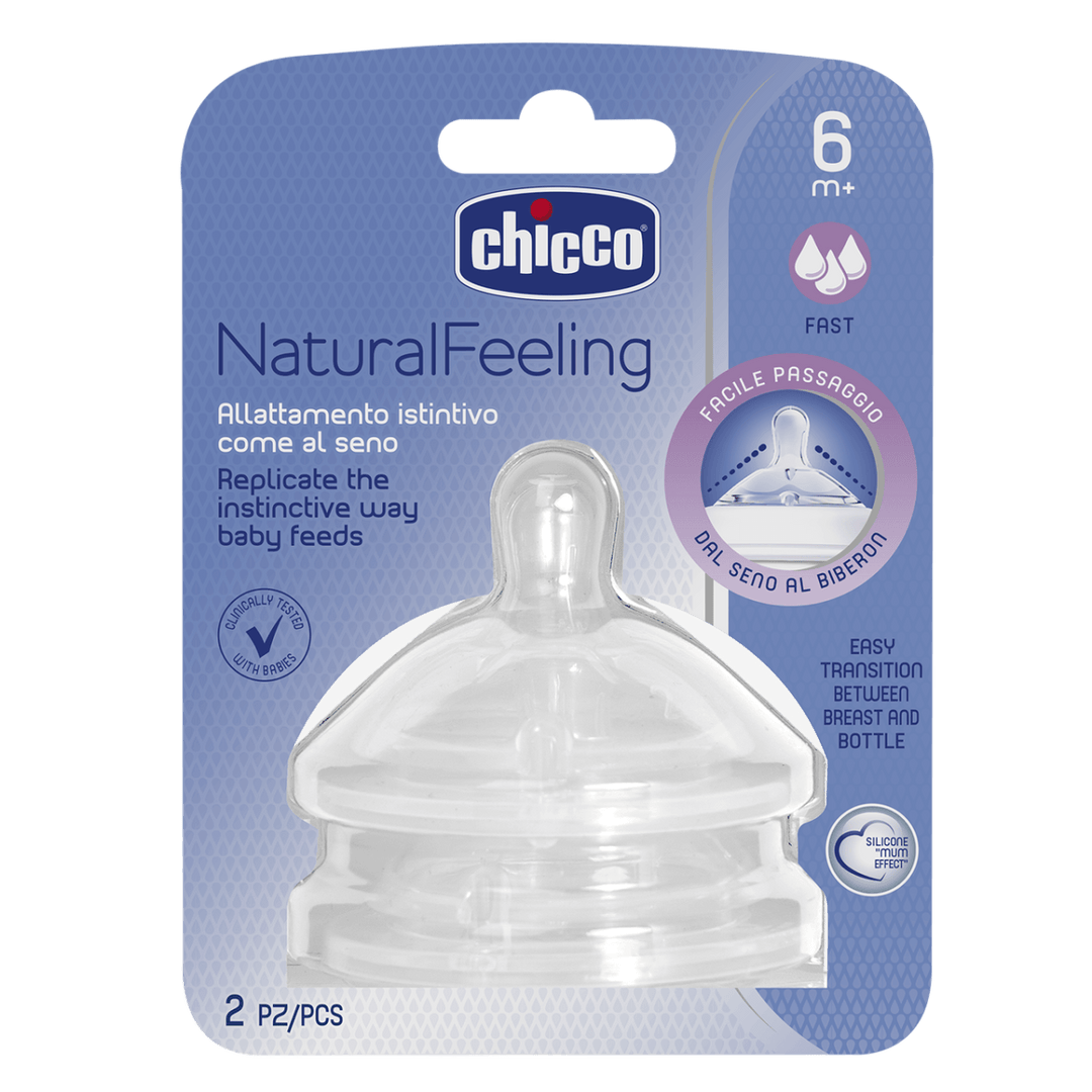 Chicco NaturalFeeling Silicone Teat - 6m+ Fast Flow 2pk