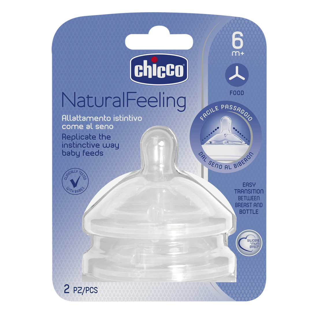 Chicco NaturalFeeling Silicone Teat - 6m+ Food Flow 2pk