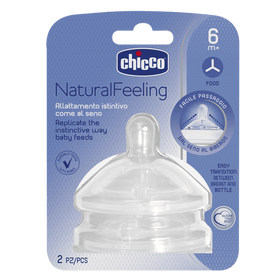 Chicco NaturalFeeling Silicone Teat - 6m+ Food Flow 2pk