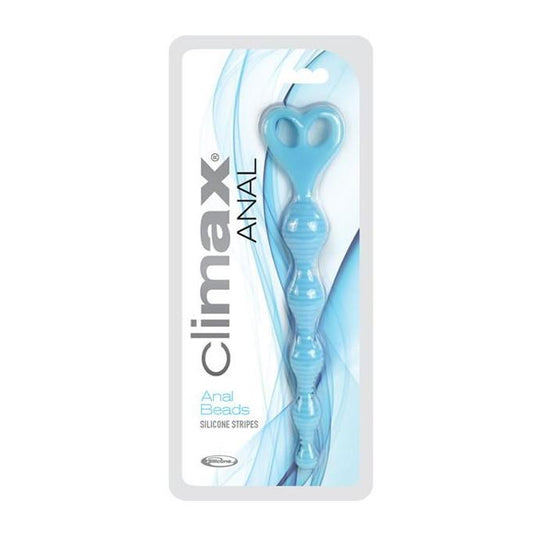 Climax Anal Silicone Stripes Anal Beads - Blue