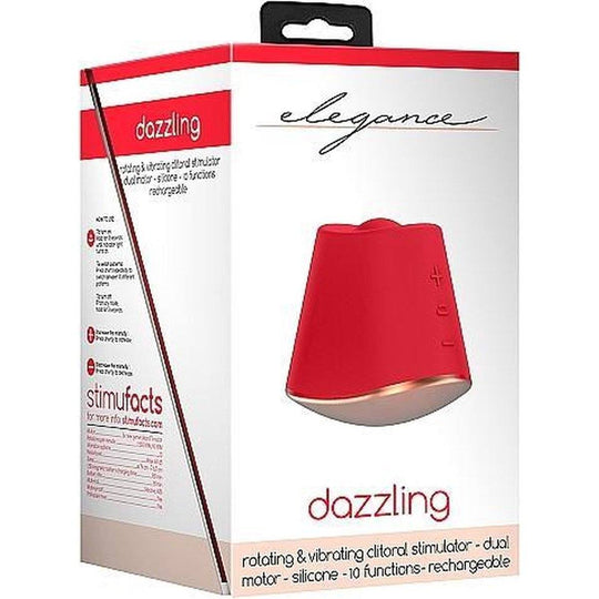 Elegance Dazzling Rotating & Vibrating Clitoral Stimulator - Red