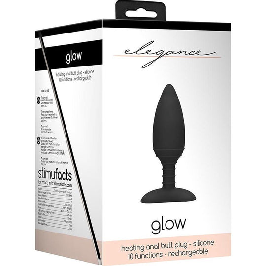 Elegance Glow Heating Anal Butt Plug - Black