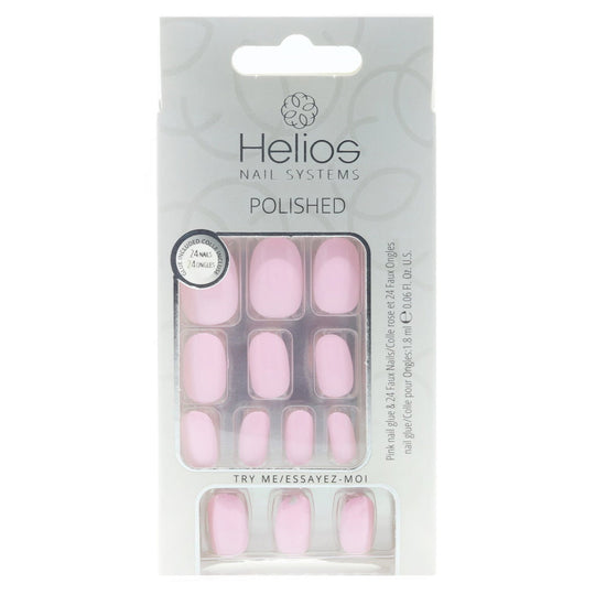 Helios Nail Systems POLISHED Artificial Nails 24 pcs. - Square Pale Pink Gloss