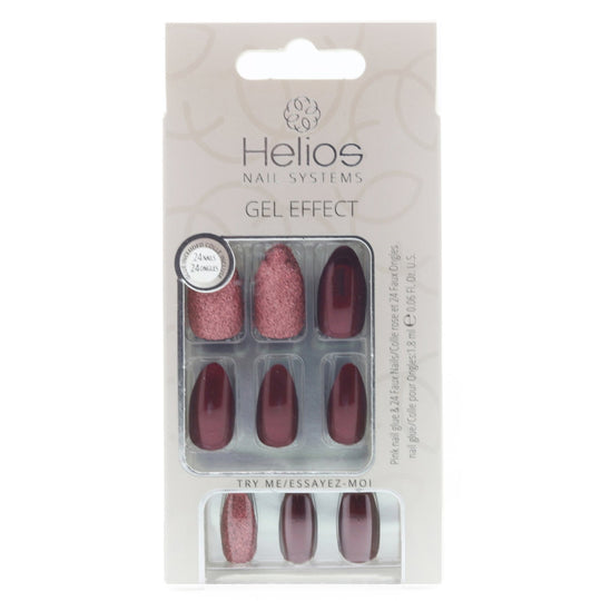 Helios Nail Systems GEL EFFECT Artificial Nails 24 pcs. - Burgandy Stiletto