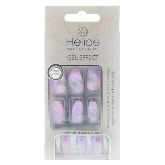 Helios Nail Systems GEL EFFECT Artificial Nails 24 pcs. - Pink Marble Coffin