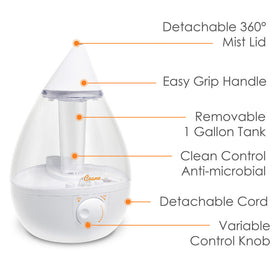 Crane 4in1 Top Fill Drop Humidifier with Sound Machine - Clear/White