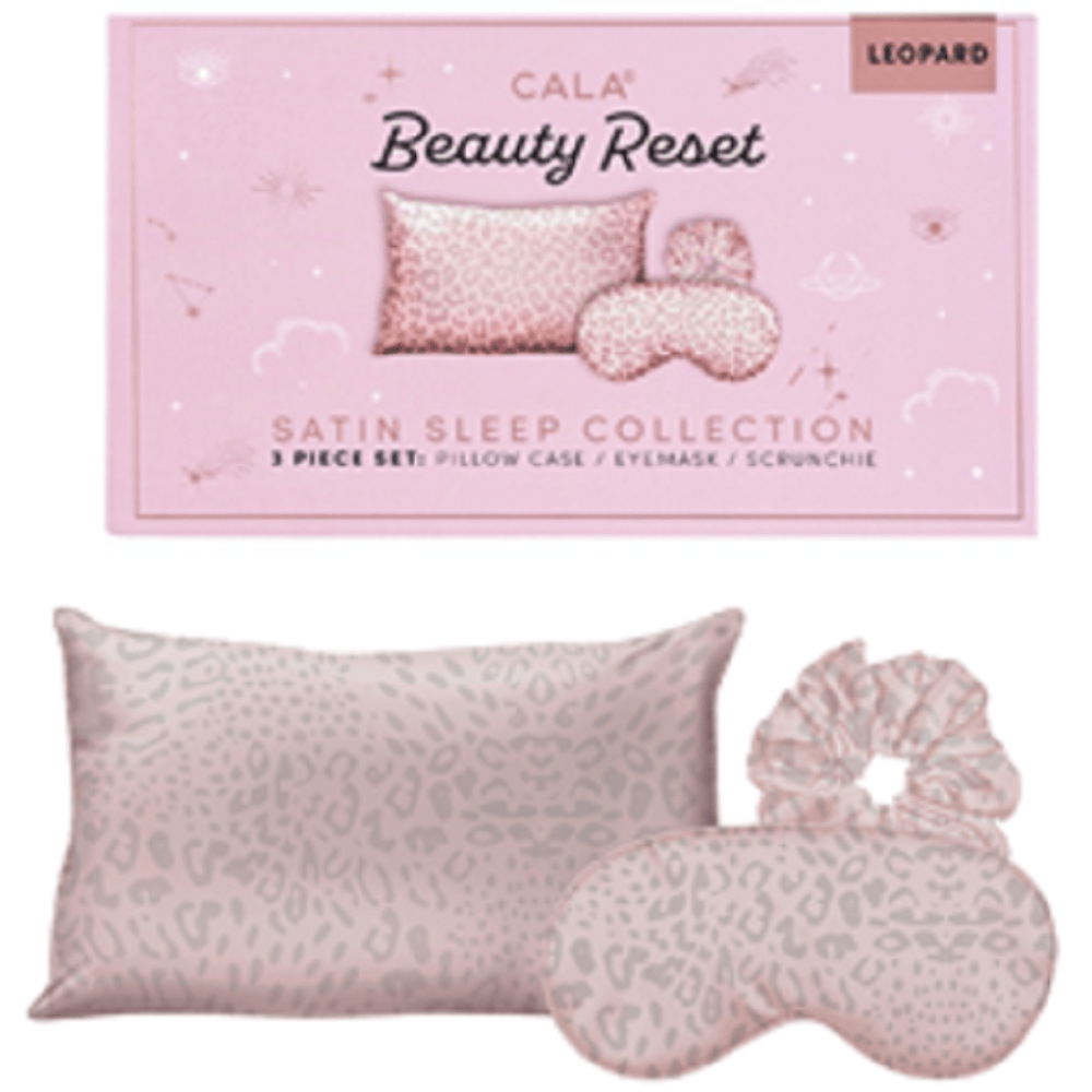 Cala Beauty Reset Satin Sleep Collection 3 Piece Set - Leopard