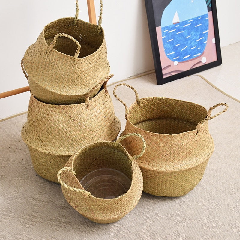 Natural Woven Seagrass Flower Baskets / Garden Flower Pot