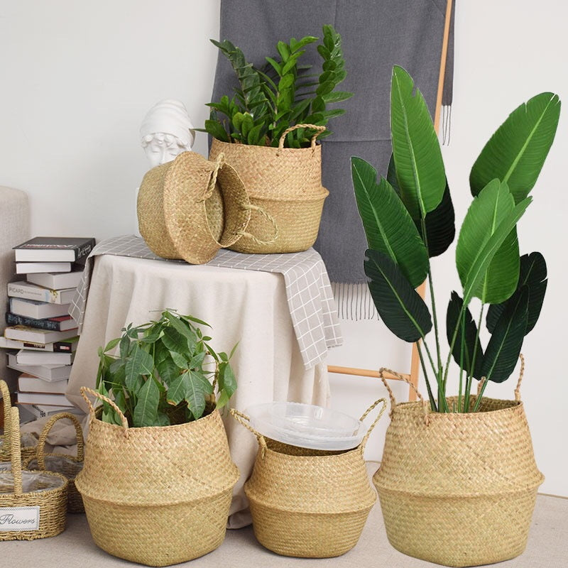 Natural Woven Seagrass Flower Baskets / Garden Flower Pot