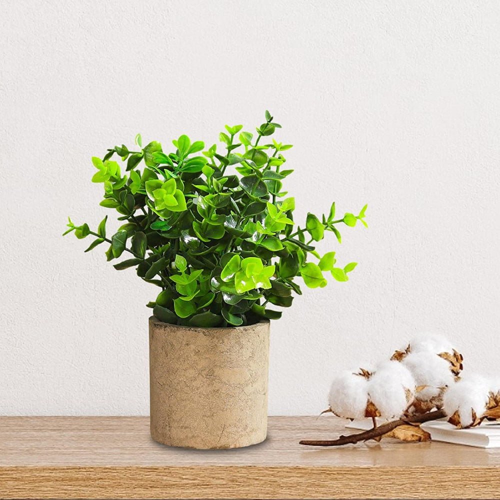 Mini Potted Artificial Plastic Green Plants - Luohan