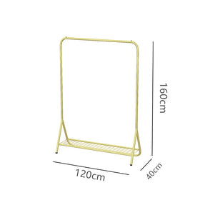 Metal Garment Clothes Rack with Lower Storage Shelf - Gold