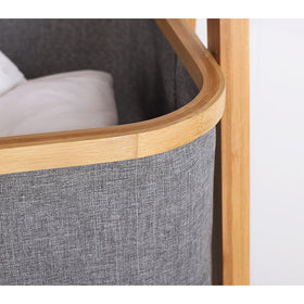 Natural Bamboo 2-Tier Laundry Basket Rack