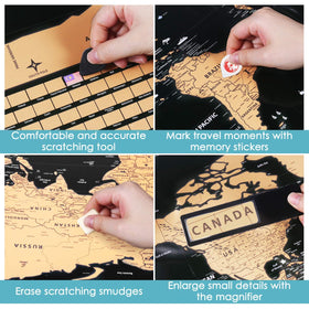 Scratch Off Map of the World with Accessories Set