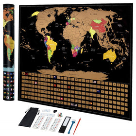 Scratch Off Map of the World with Accessories Set