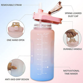 2000mL Outdoor Sports Reminder Time Water Bottle