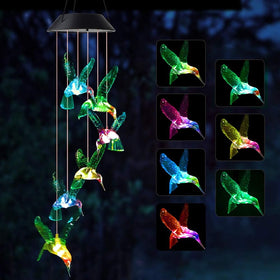 Solar Outdoor Hummingbird LED Wind Chimes