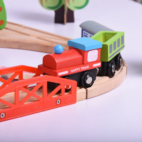 Wooden Train Tracks & Trains Construction Toys - 69 pcs.