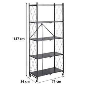 5 Tier Foldable Kitchen Trolley Shelving Unit with Wheels