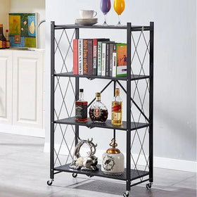 4 Tier Foldable Kitchen Trolley Shelving Unit with Wheels