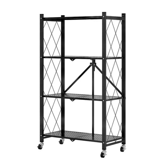 4 Tier Foldable Kitchen Trolley Shelving Unit with Wheels