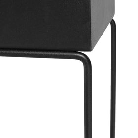 Indoor Metal Rectangle Tray Plant Pot Stand - Black