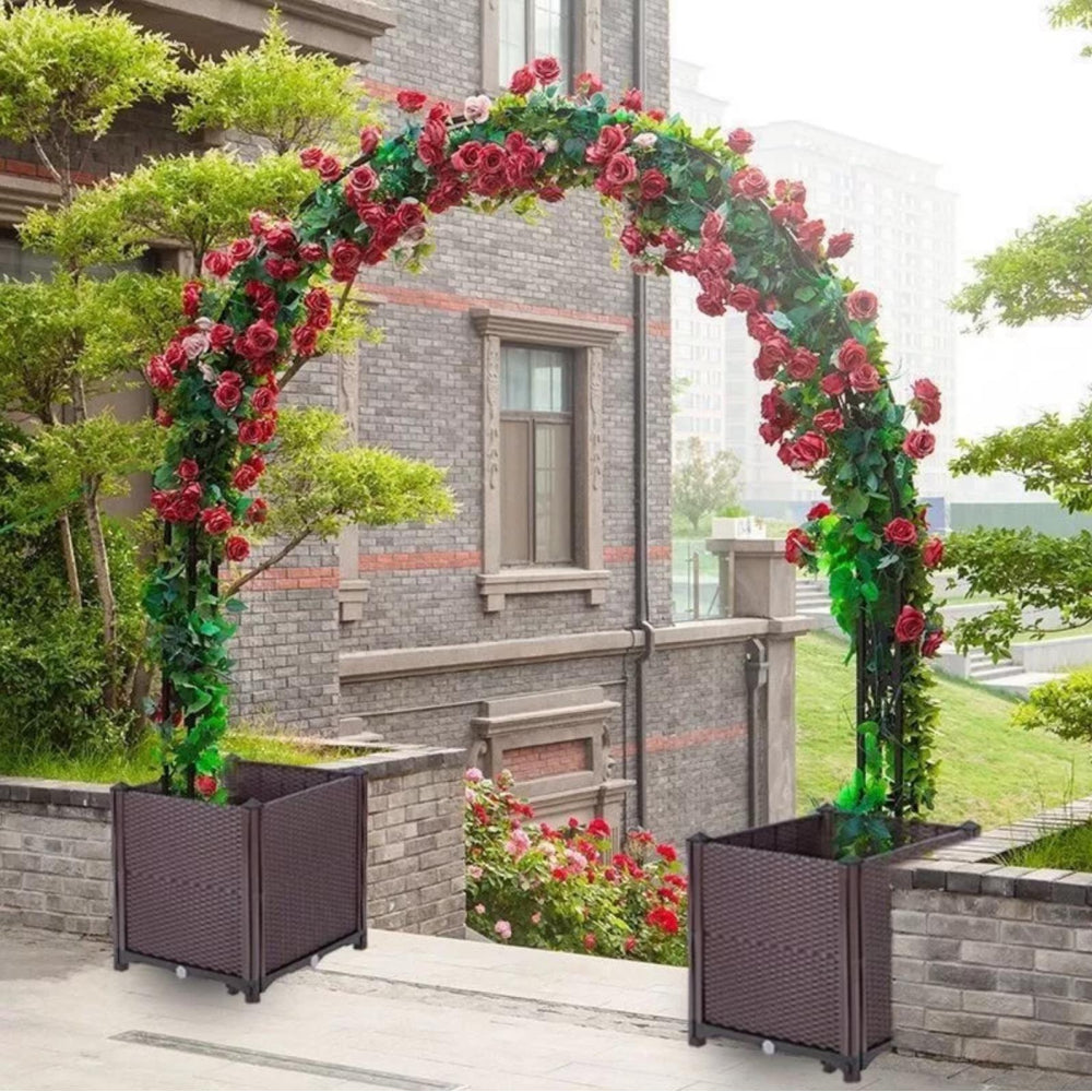 Metal Garden Arbor Wedding Arch Stand with Planting Box