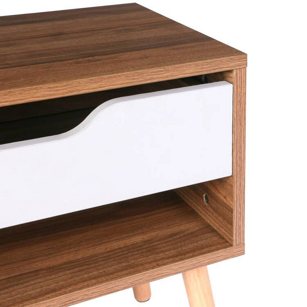 Wood Accent End Table Bedside Table with Drawer - Nature