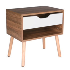 Wood Accent End Table Bedside Table with Drawer - Nature