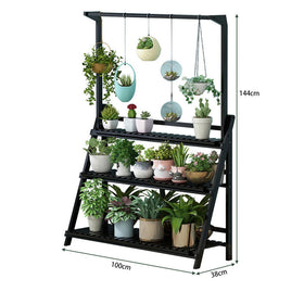 3 Tier Bamboo Foldable Hanging Plant Stand - 100cm