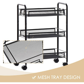 3 Tier Mesh Multifunctional Utility Rolling Storage Cart