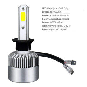72W 8000LM LED Bulbs Car Headlamp Conversion Kits H1