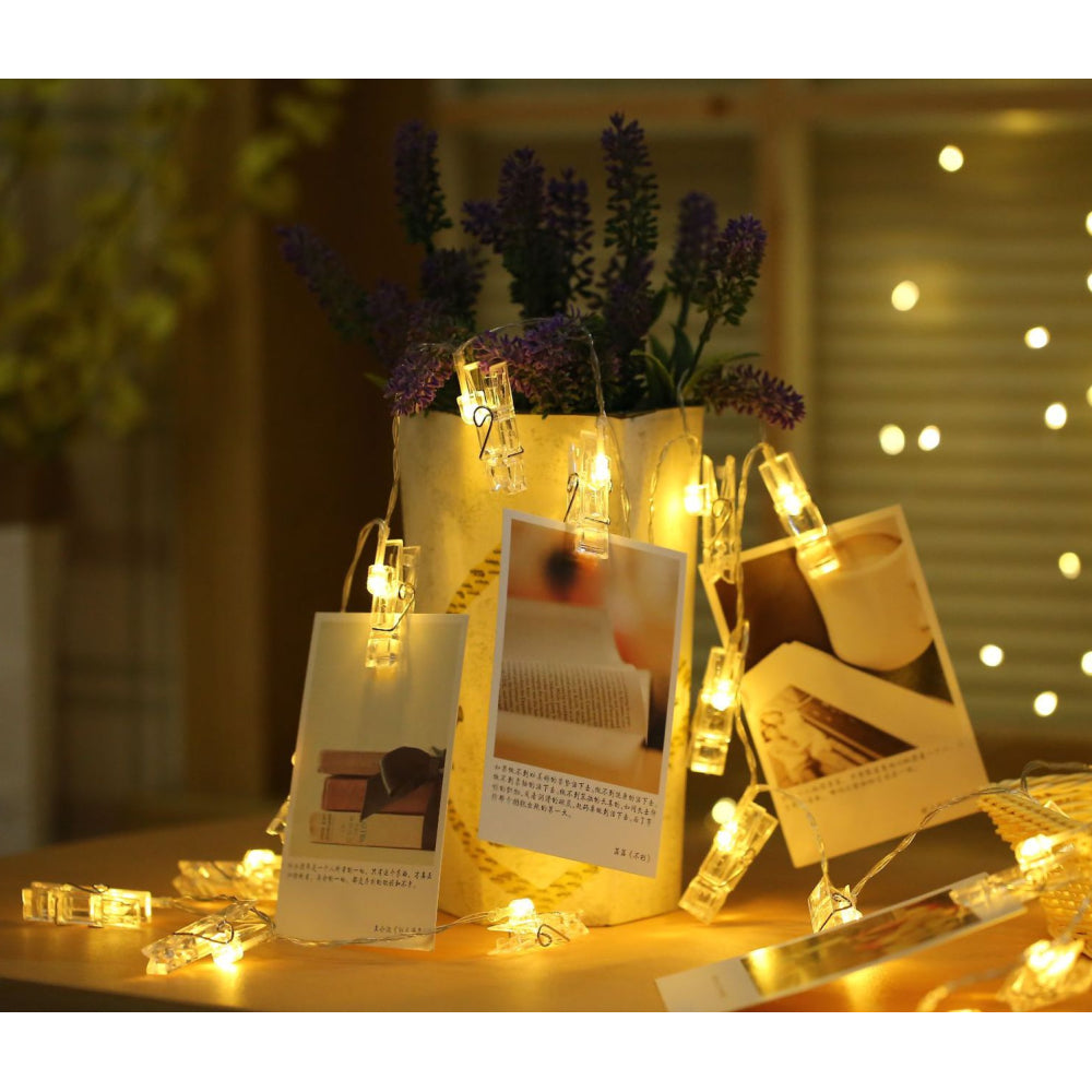 USB Powered 50 LED Photo Clips String Lights - Warm White