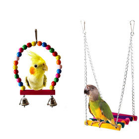 5pc Bird Toys Hanging Bell Hammock Set