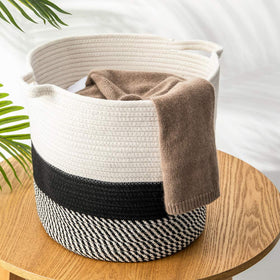 Decorative Woven Cotton Rope Laundry Storage Basket