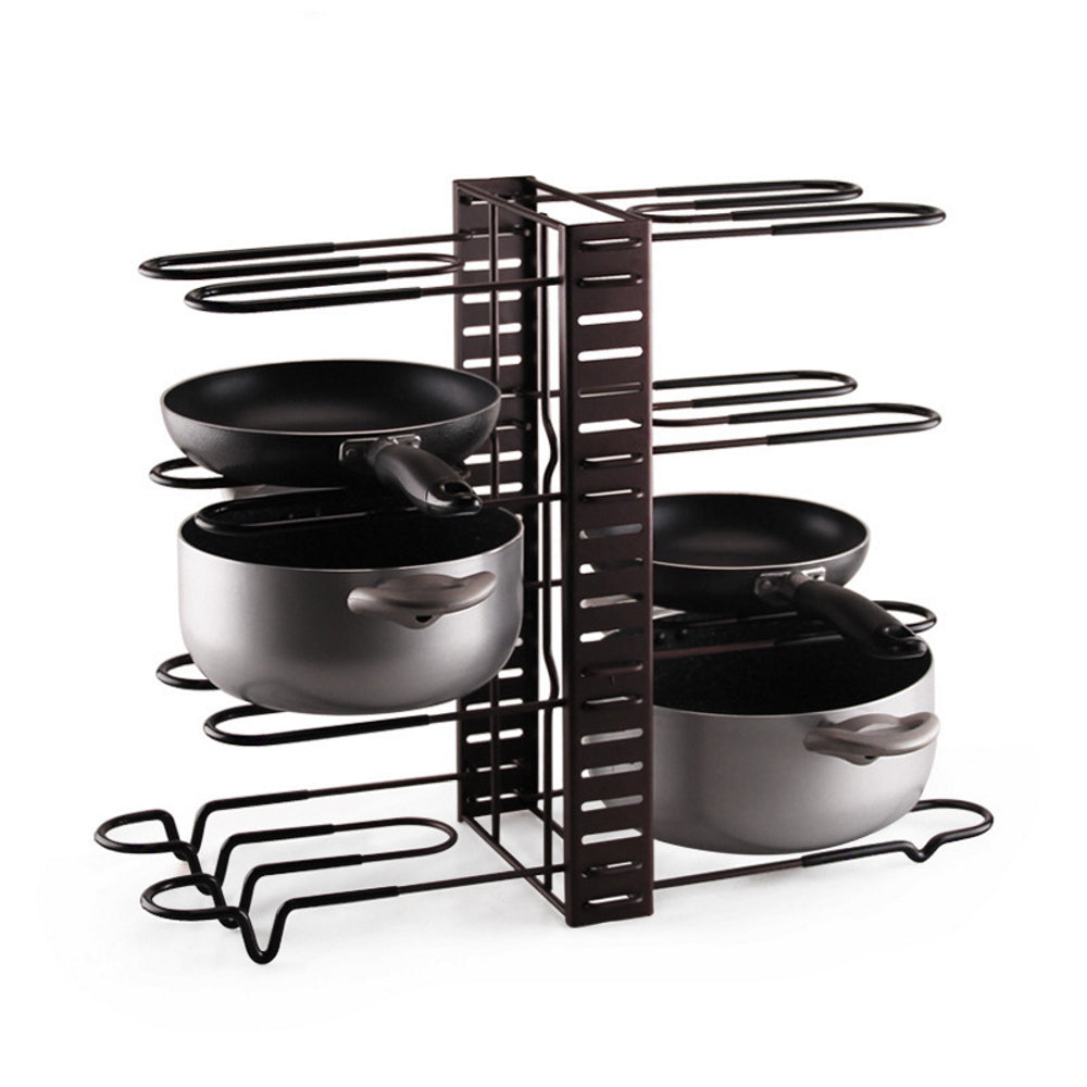 8 Tier Adjustable Pan and Pot Lid Holder Rack