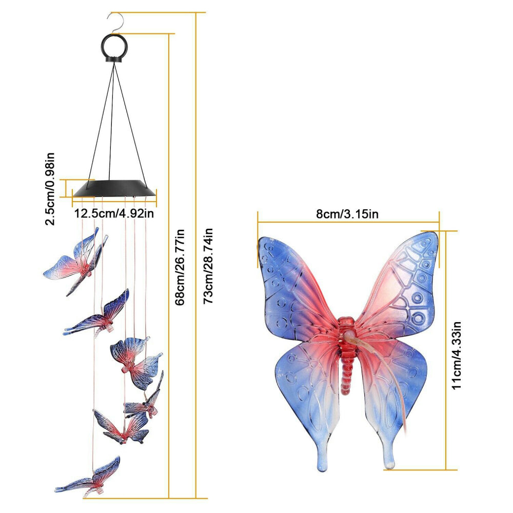Color Butterfly Solar Wind Chimes LED Night Lights