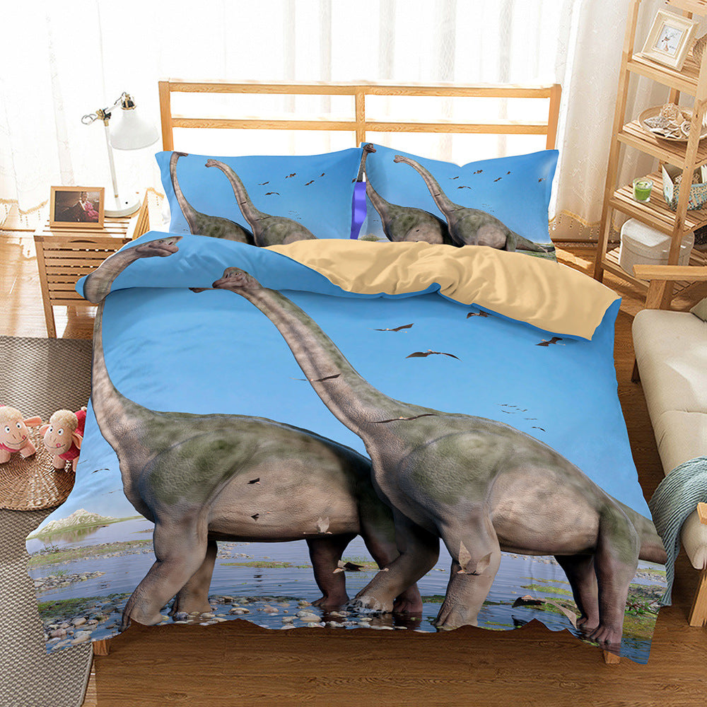 Kids Bedding 3pc Cover Set - 3D Brontosaurus