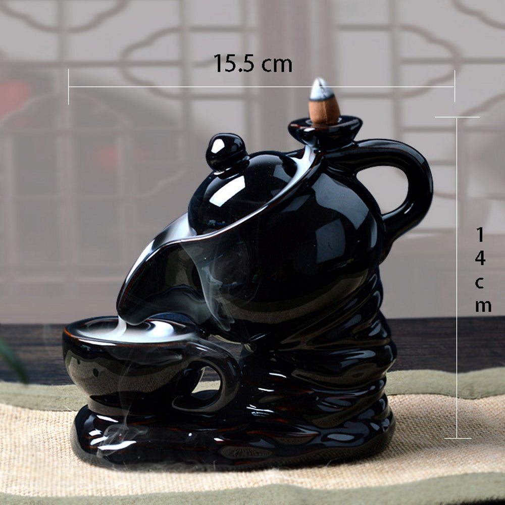 Ceramic Waterfall Backflow Incense Burner - Teapot
