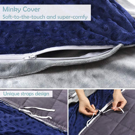 Ultra Soft Plush Weighted Blanket Cover - Grey/Navy