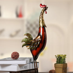 Metal Sculpture Carved Iron Rooster Home Furnishing