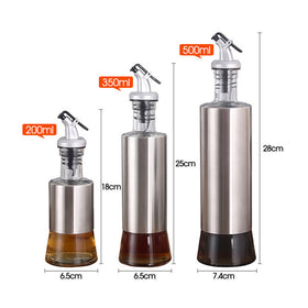 3pc Stainless Steel Oil/Sauce Dispenser Bottle Set