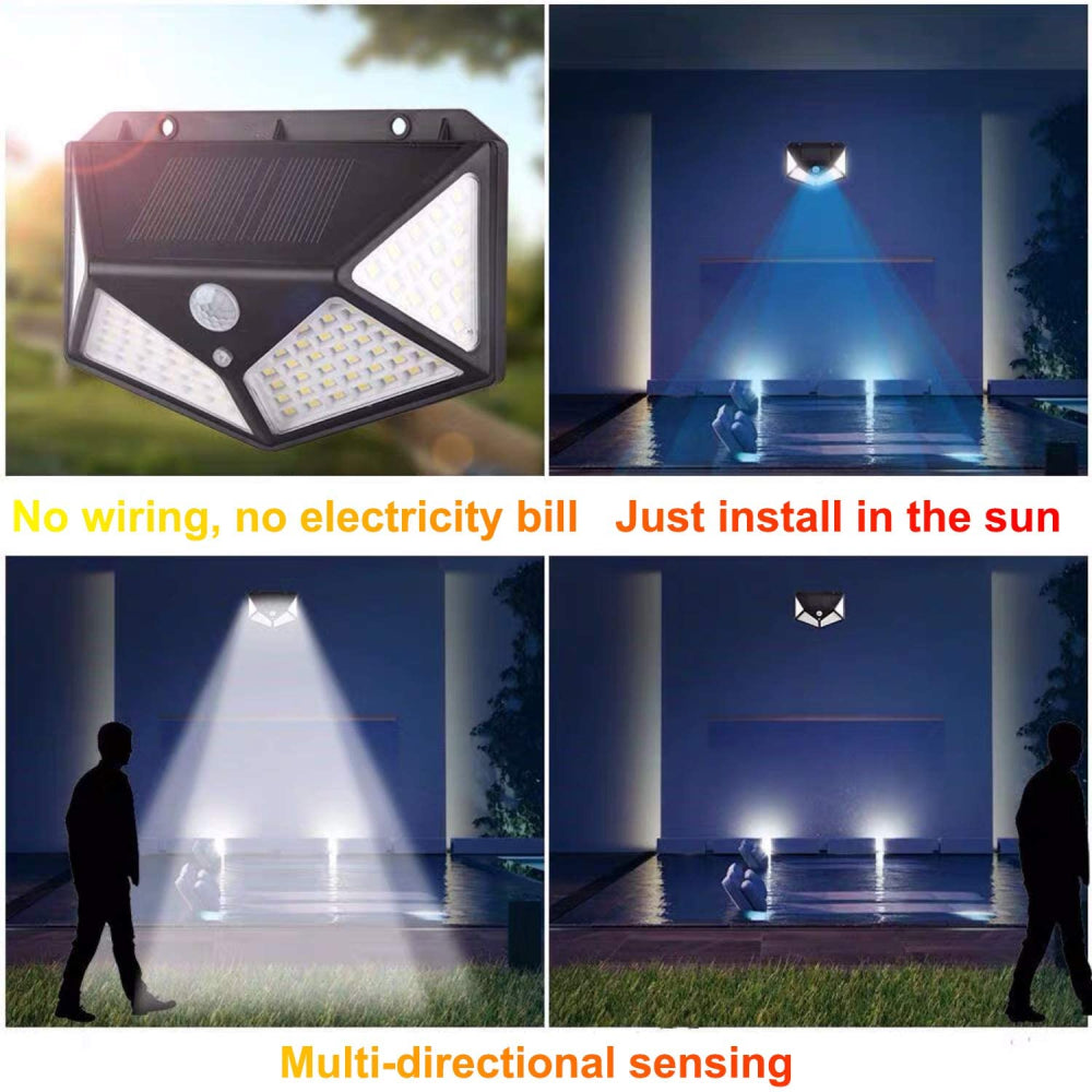 100 LED 3 Mode Motion Solar Outdoor Wall Light