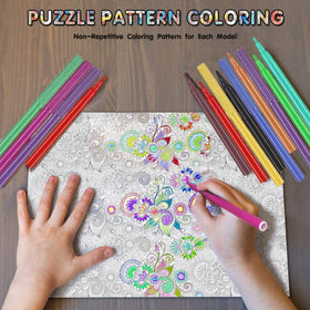 6pk 3D Coloring Puzzle Set with 24 Pen Markers - Type D