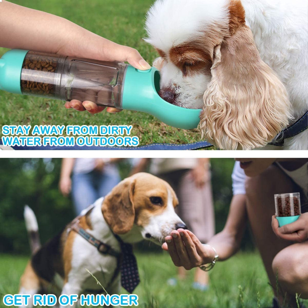 Portable Dog Water Dispenser with Food Container 300mL